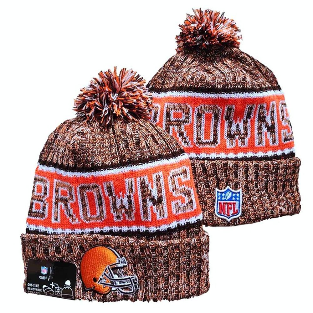 NWT Cleveland Browns Sports Knit Pom Beanie Fleece Lining OSFA Unisex‎